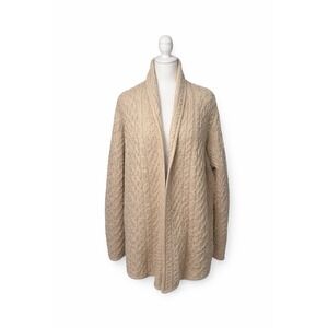 Aran‎ Crafts Ireland 100% Merino Wool Cable Knit Cardigan Sweater XL Beige